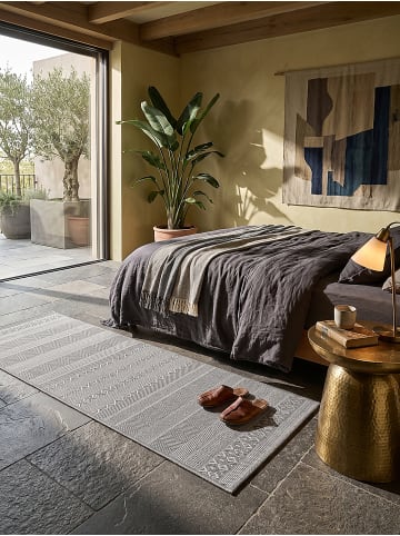 KADIMA DESIGN ESERA Teppich Flachgewebe Grau 80x150 Streifen Polypropylen Wohnzimmer in Grau