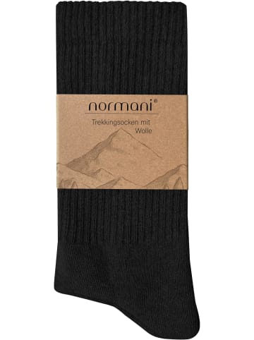 normani 4 Trekkingwollsocken mit Polstersohle und Komfortbund in Schwarz
