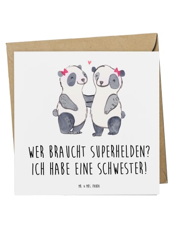Mr. & Mrs. Panda Grußkarte Liebe Schwester mit Spruch in Weiß