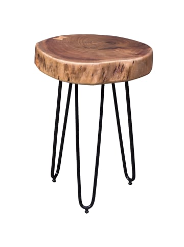 FineBuy Beistelltisch in Braun / Akazie / 35x35x0