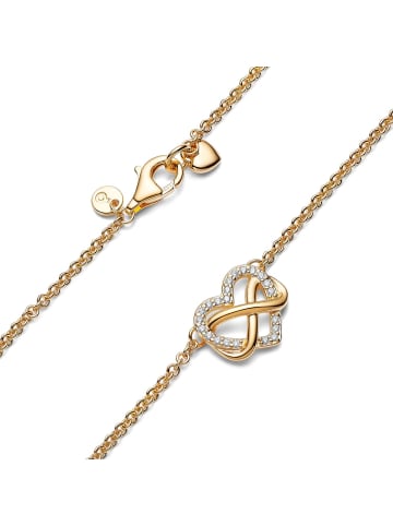 Pandora Damen-Kette Funkelndes Unendlichkeits-Herz Goldfarben