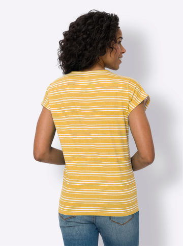 Sieh an! Rundhalsshirt in gelb-ecru-geringelt