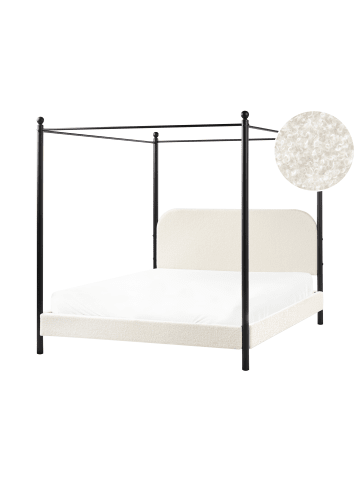 Beliani Himmelbett DANNEMOIS in Weiß/Schwarz - (W) 170 x (H) 180 x (L) 211 cm