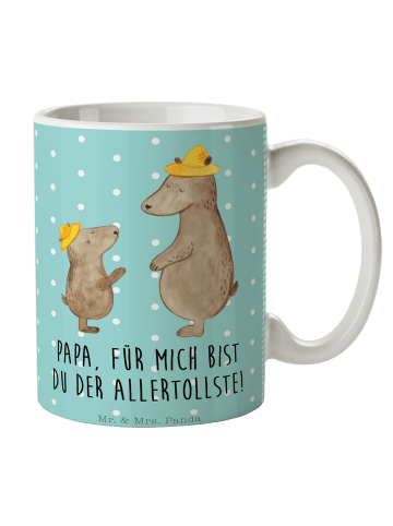 Mr. & Mrs. Panda Tasse Bären mit Hut mit Spruch in Türkis Pastell