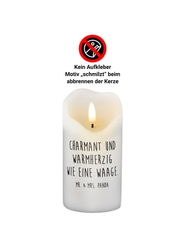 Mr. & Mrs. Panda Trauerkerze Sternzeichen Waage mit Spruch in Weiß