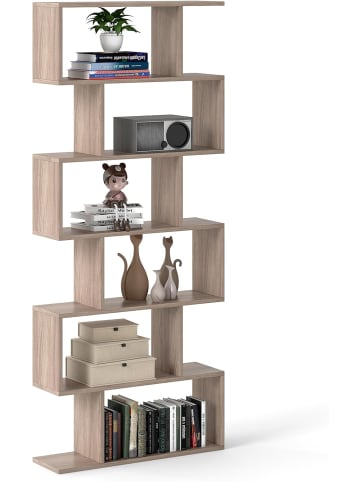COSTWAY Bücherregal 6 Ebenen 192cm in Taupe