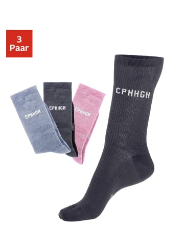 Copenhagen Studios Basicsocken in 1x anthrazit, 1x rosa, 1x hell blau
