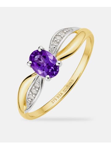 Diamant L'éternel Ring, mit Amethyst, 375 Gelbgold