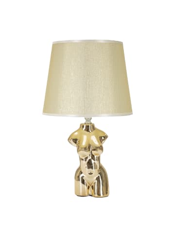 Mauro Ferretti Goldene Keramik-Tischleuchte mit Lampenschirm Ø cm 25x39,5