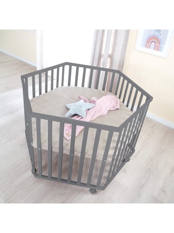 roba Laufgitter 6-eckig Holz anthrazit mit Rollen & veganer Schutzeinlage Greyish