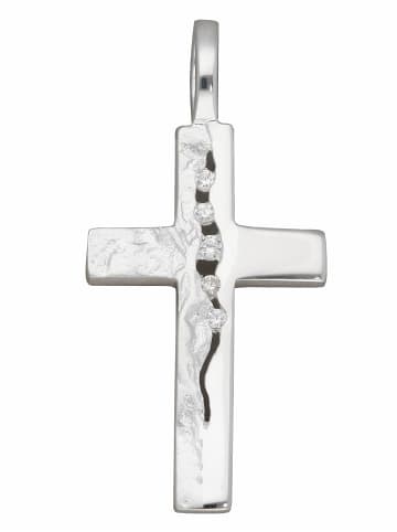 Adeliás 925 Silber Kreuz Anhänger mit Zirkonia in silber