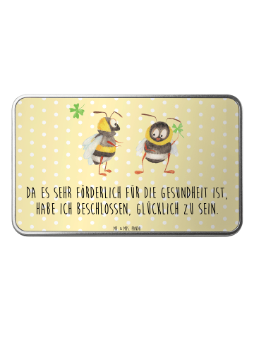 Mr. & Mrs. Panda Metalldose Hummeln Kleeblatt mit Spruch in Gelb Pastell