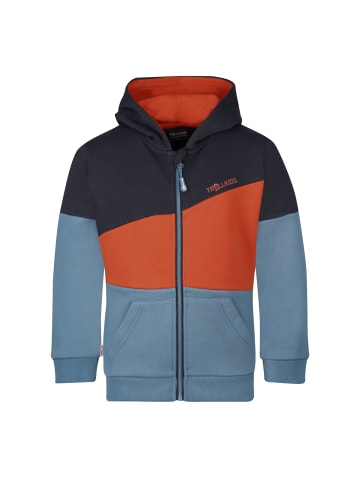 Trollkids Kapuzenpullover "Alesund" in Schwarz/Dunkelorange/Stahlblau