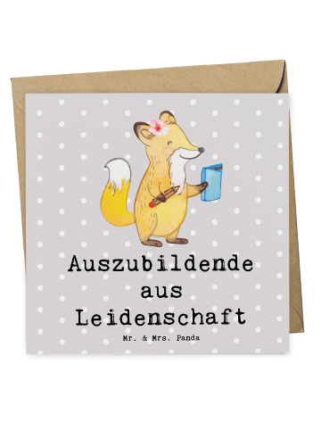 Mr. & Mrs. Panda Grußkarte Auszubildende Leidenschaft mit Spruch in Grau Pastell