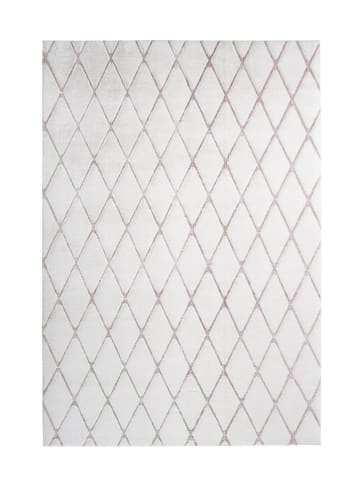 Kayoom Hochflor Teppich Vivica 225 in weiß - rosé - rechteckig
