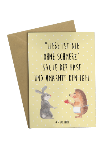 Mr. & Mrs. Panda Grußkarte Hase Igel mit Spruch in Gelb Pastell