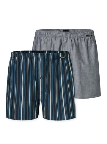 Schiesser Boxershorts Web in Dunkelblau / grau