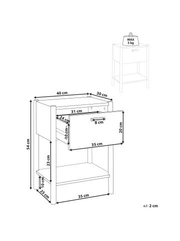 Beliani Nachttisch HOLDERVILLE in Braun - (W) 40 x (H) 54 x (L) 30 cm