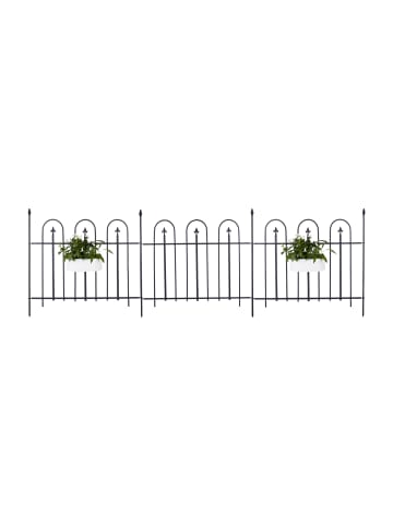 relaxdays 8 x Gartenzaun in Schwarz - (B)120 x (H)90 cm
