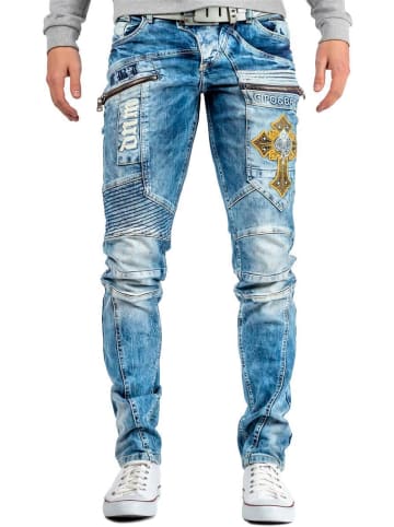 Cipo & Baxx Herren Regular Fit Jeans Stonewashed in Blue