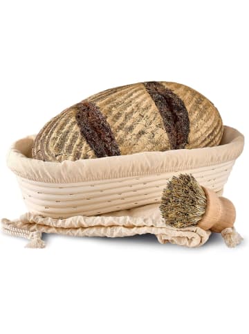 Praknu Gärkorb zum Brotbacken - Aus nachhaltigem Rattan - Oval - 35cm - Set