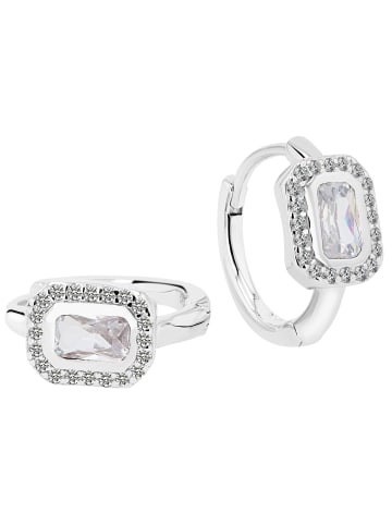 Adeliás Damen Ohrringe – Klappcreole aus 925 Silber mit Zirkonia in silber