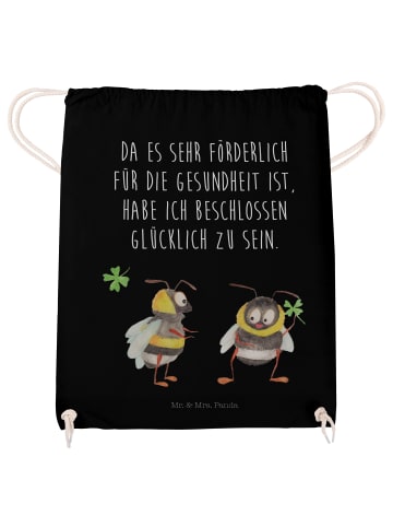 Mr. & Mrs. Panda Sportbeutel Hummeln Kleeblatt mit Spruch in Schwarz