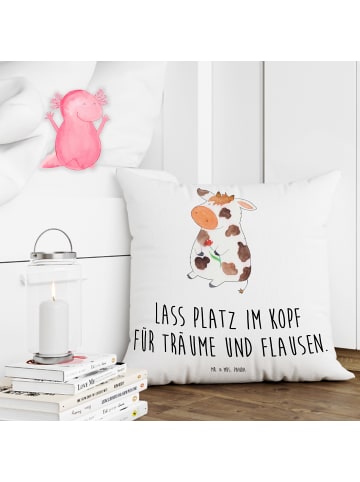 Mr. & Mrs. Panda Kopfkissen Kuh mit Spruch in Weiß