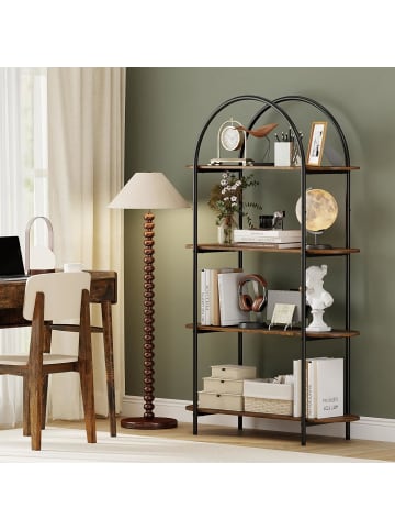 COSTWAY Gebogenes Bücherregal 4-stöckig 95 x 34 x 156 cm in Braun