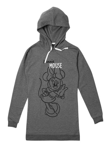 United Labels Minnie Mouse Sweatkleid Oversize Hoodie Kapuzenpullover lang in grau