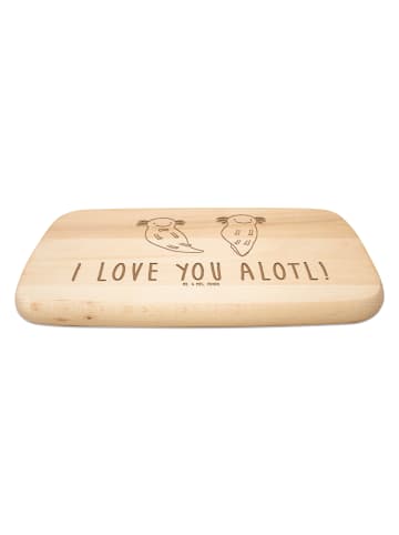 Mr. & Mrs. Panda Schneidebrett Holz Axolotl Liebe mit Spruch in Transparent