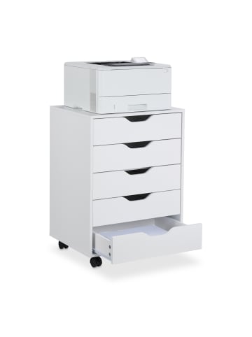 relaxdays Rollcontainer in Weiß - (B)48 x (H)66,5 x (T)39,5 cm