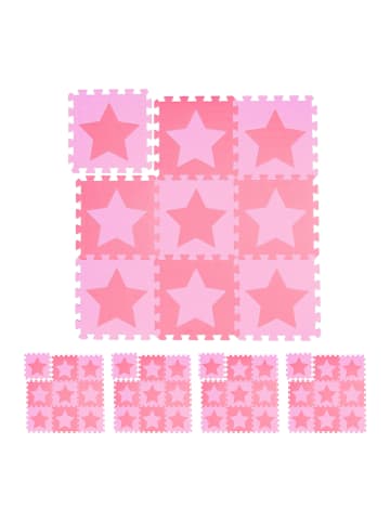 relaxdays 45x Puzzlematte Sterne in Rosa/ Pink