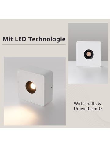 ZMH Deckenleuchte LED 1-flammige eckig in weiß 7W Warmweiß Deckenspot L 13.2cm