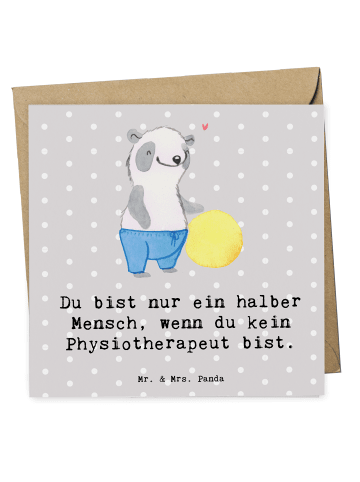 Mr. & Mrs. Panda Deluxe Karte Physiotherapeut Herz mit Spruch in Grau Pastell