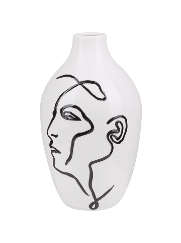 Beliani Blumenvase HELIKE in Weiß/Schwarz - (W) 14 x (H) 23 x (L) 14 cm