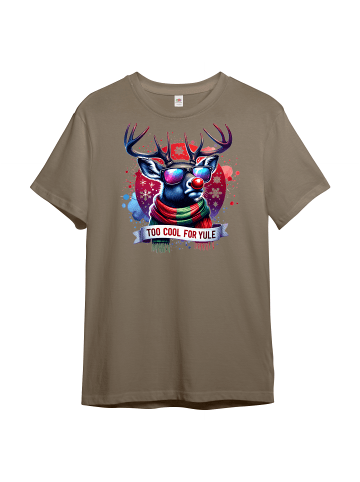 PAULGOS Herren T-Shirt, cooler Rudolph in Sand