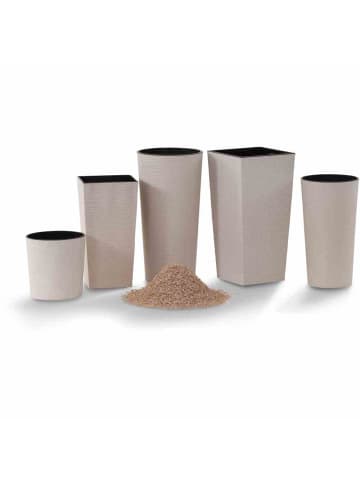 Siena Garden Pflanzgefäß LOCON GROOVE 25 cm Ø 25x46,5 cm in Creme/Schwarz in Creme/Schwarz