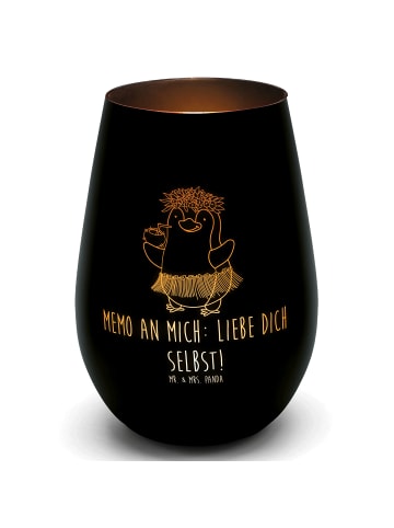 Mr. & Mrs. Panda Teelichthalter Pinguin Kokosnuss mit Spruch in Schwarz