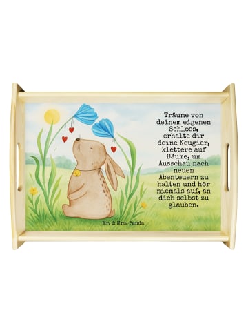 Mr. & Mrs. Panda Servierplatte Hase Blume Design mit Spruch in Weiß