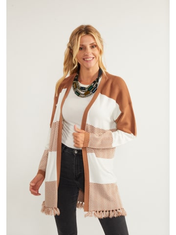 usha FESTIVAL Damen Offener Strick Cardigan in Beige Weiss