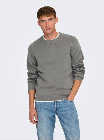 Only&Sons Strickpullover Rundhals Regular Fit Modern Basic in Grau-3