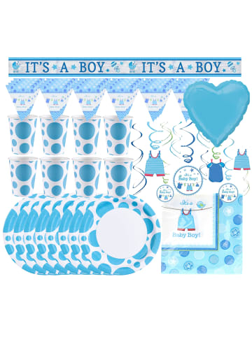 amscan Babyparty-Set It's a Boy 47-teilig Gender Reveal Party in blau