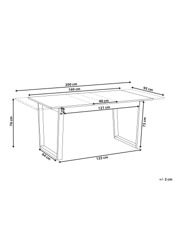 Beliani Esszimmertisch CAMDEN in Braun - (W) 95 x (H) 76 x (L) 160 cm