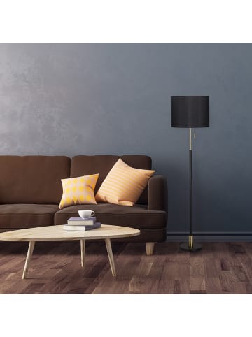 Stehlampe in Schwarz/Gold - (H)163 cm