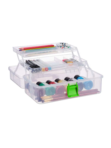 relaxdays Aufbewahrungsbox in Transparent/ Grün - (B)33 x (H)14 x (T)19,5 cm