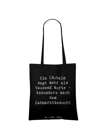 Mr. & Mrs. Panda Jutebeutel Spruch Zahnärztin Lächeln mit Spruch in Schwarz