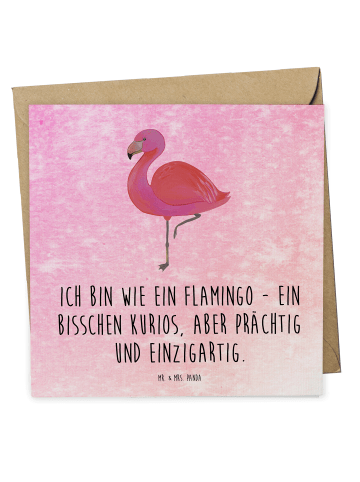 Mr. & Mrs. Panda Deluxe Karte Flamingo Classic mit Spruch in Aquarell Pink