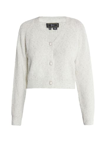 faina Damen Strickjacke in Wollweiss Melange Silber