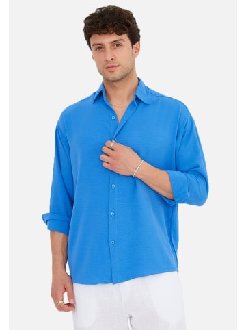 COFI 1453 Hemd Oversize Fit Basic Herren in Blau
